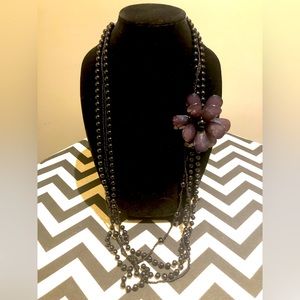 Beautiful purple flower beaded necklace